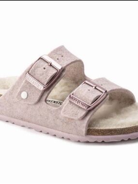 Birkenstock Kids Arizona Pink Felt Wool Double-Strap Sandal